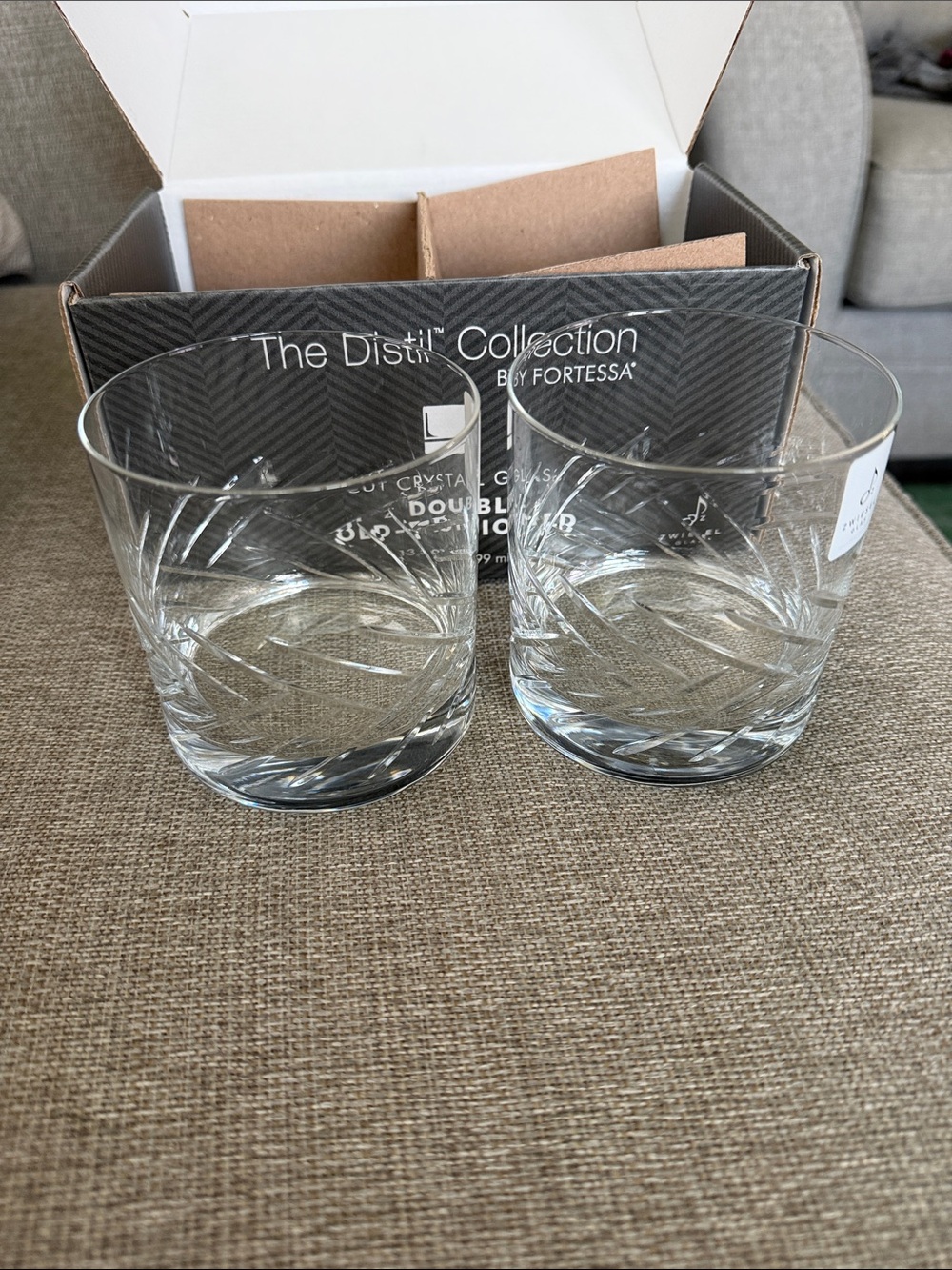 Fortessa Clear Cut Crystal Double Old Fashioned Glasses - Set of 2